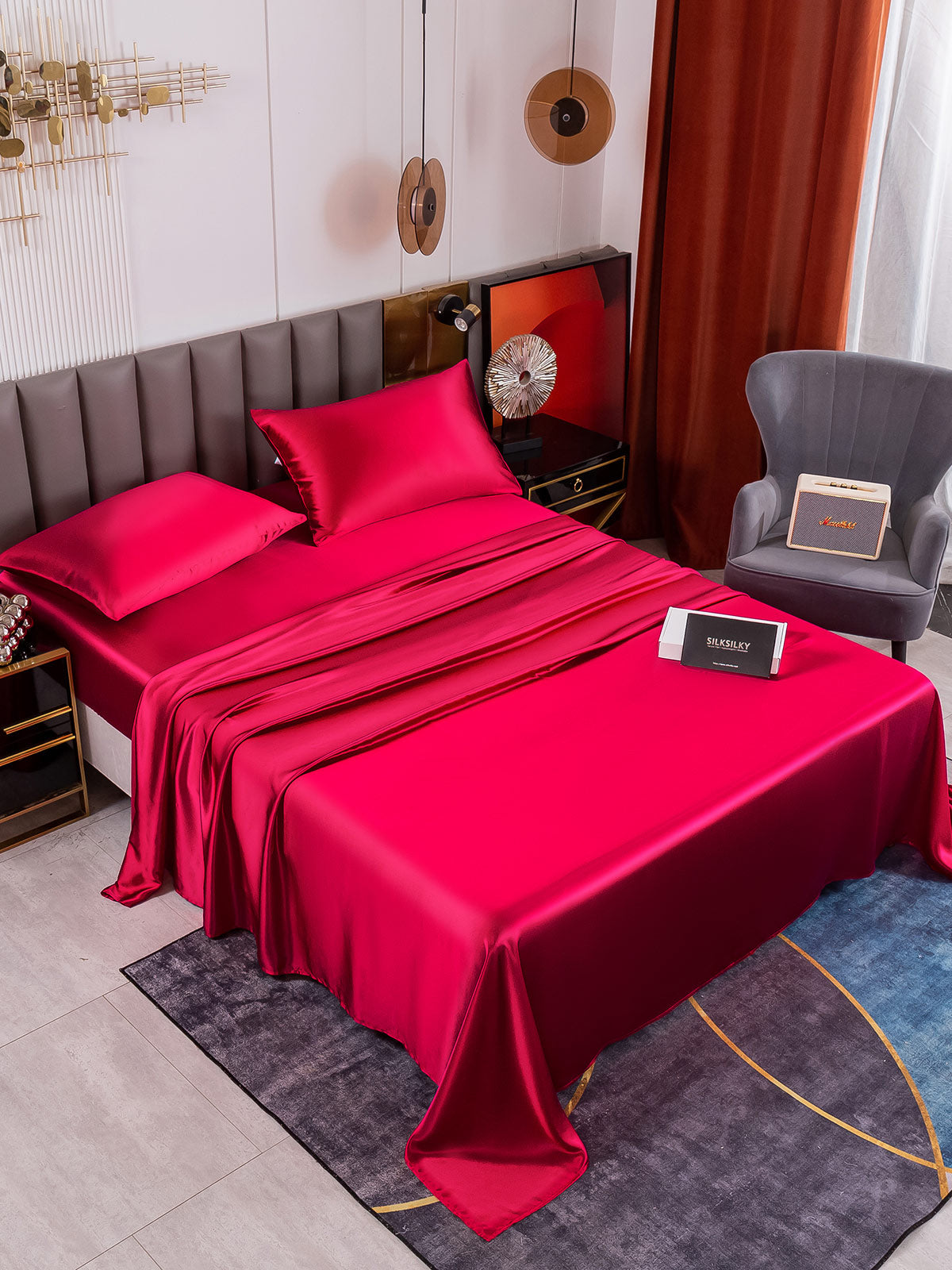 [Wine] SilkSilky-UK 19Momme Pure Silk Sheet 001