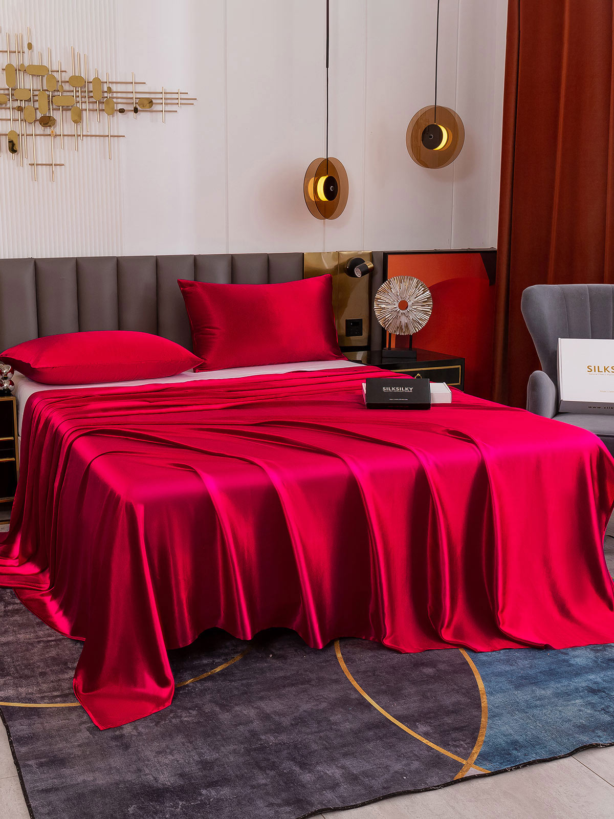 [Wine] SilkSilky-UK 19Momme Pure Silk Sheet 002
