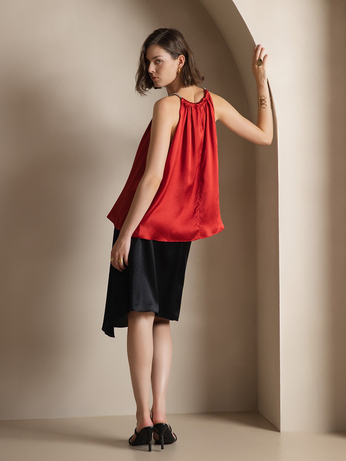 [Wine] SilkSilky-UK 19Momme Silk Sleeveless Round Neck Camisole 002