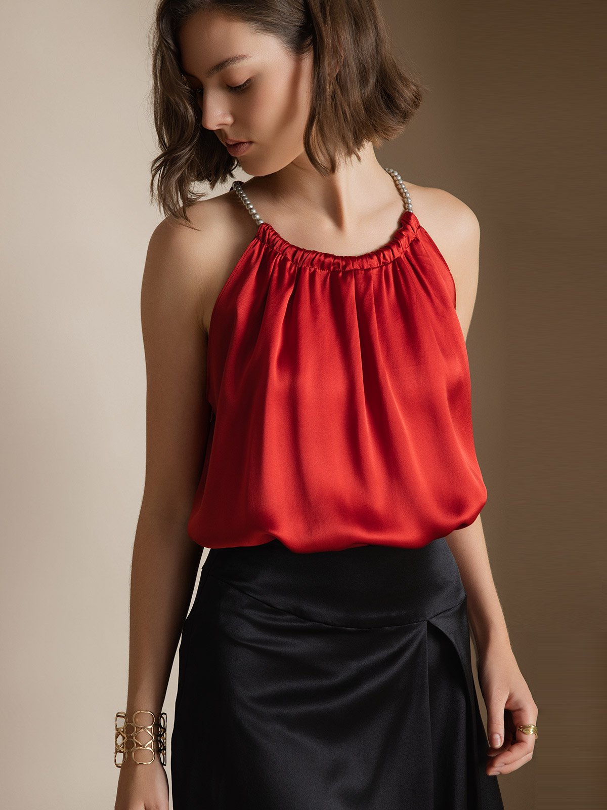 [Wine] SilkSilky-UK 19Momme Silk Sleeveless Round Neck Camisole 003