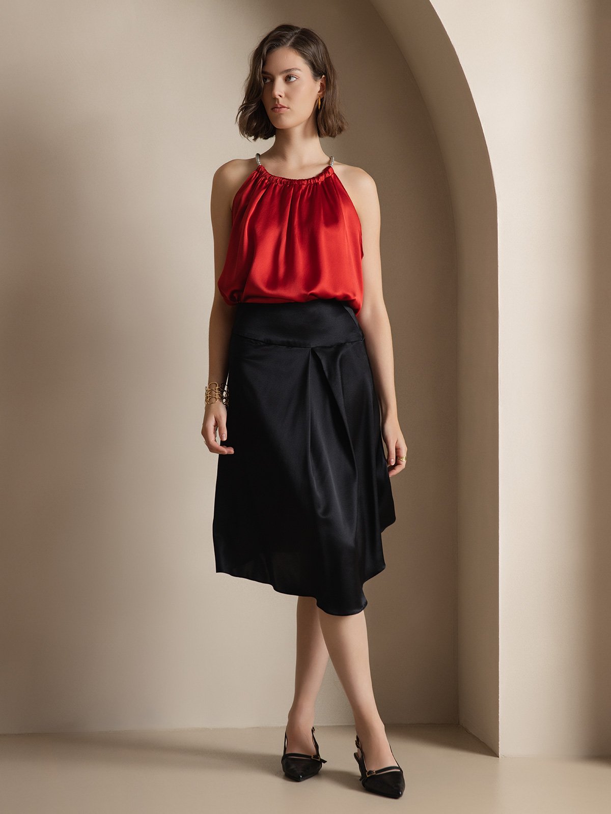 [Wine] SilkSilky-UK 19Momme Silk Sleeveless Round Neck Camisole 007