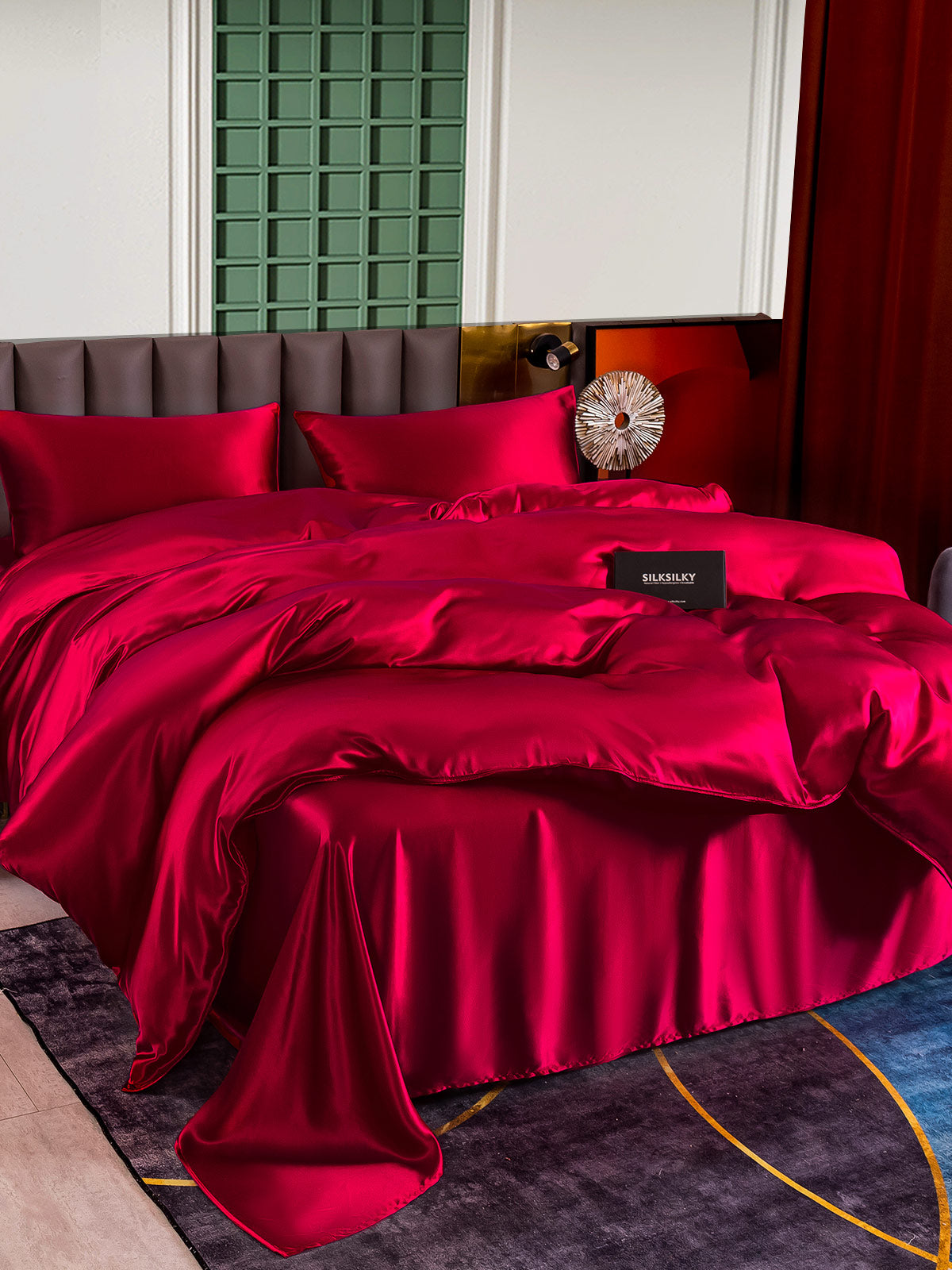 [Wine] SilkSilky-UK 25Momme Pure Silk Bedding Set 002