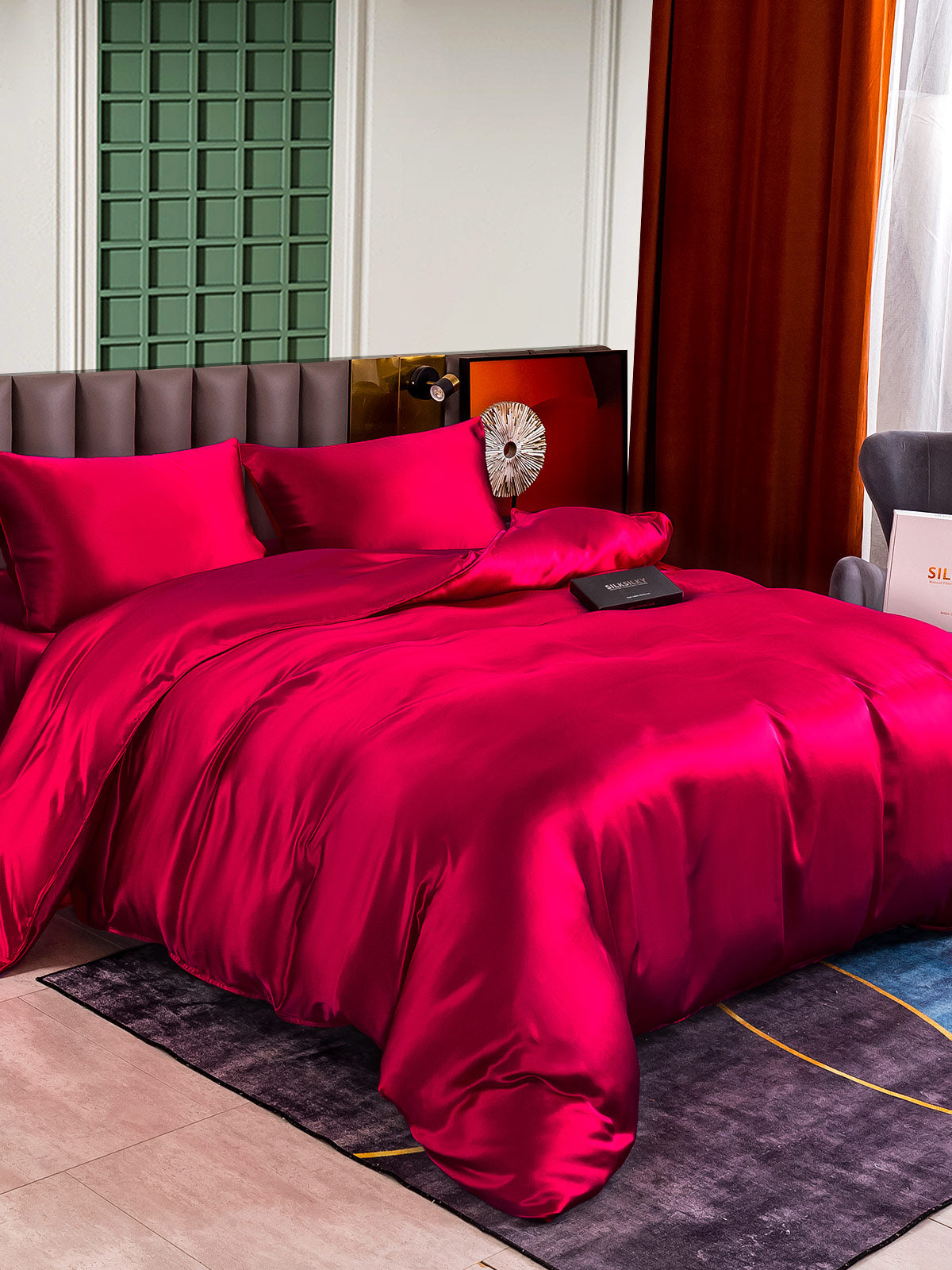 [Wine] SilkSilky-UK 25Momme Pure Silk Bedding Set 003