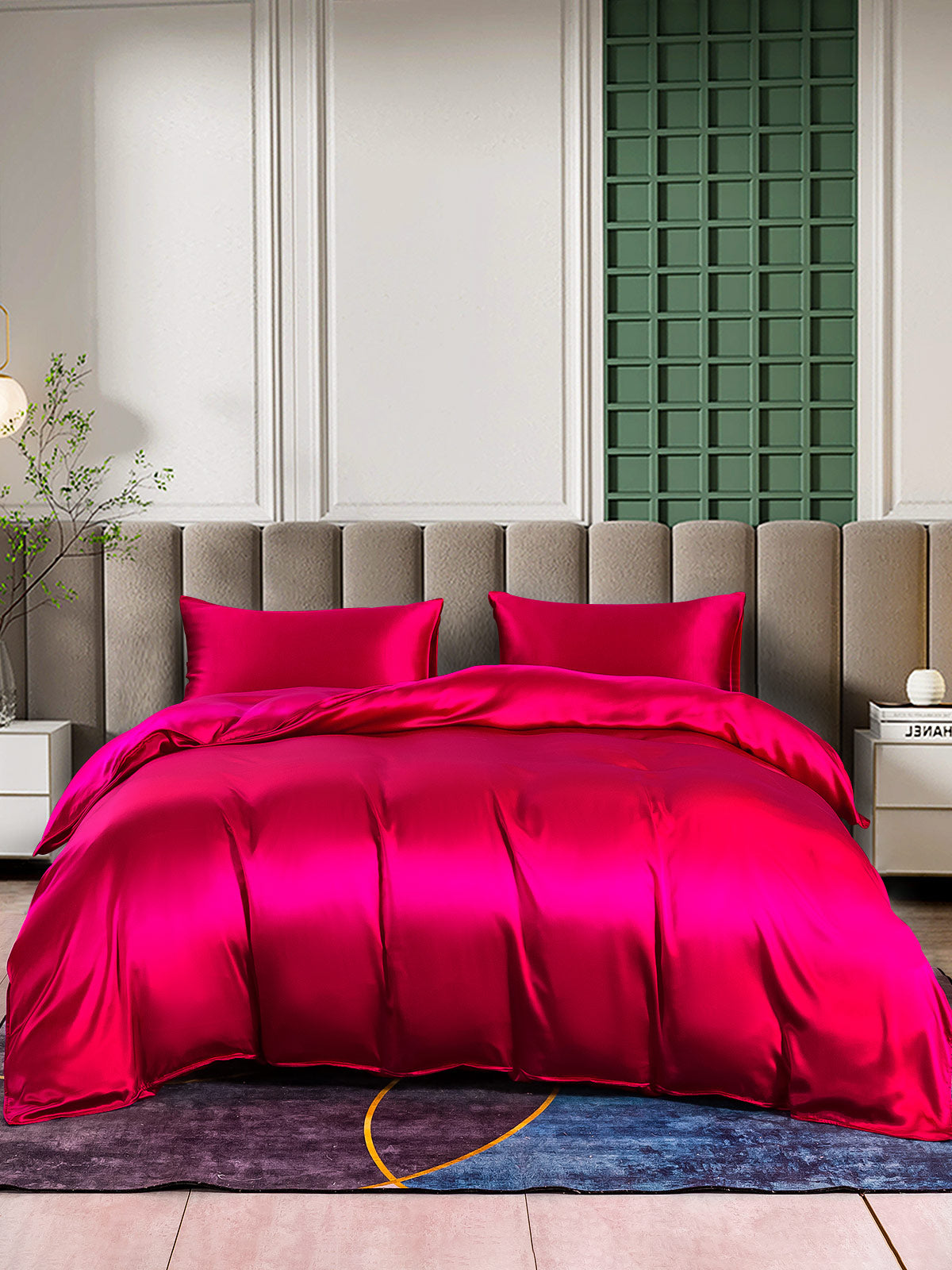[Wine] SilkSilky-UK 25Momme Pure Silk Bedding Set 005