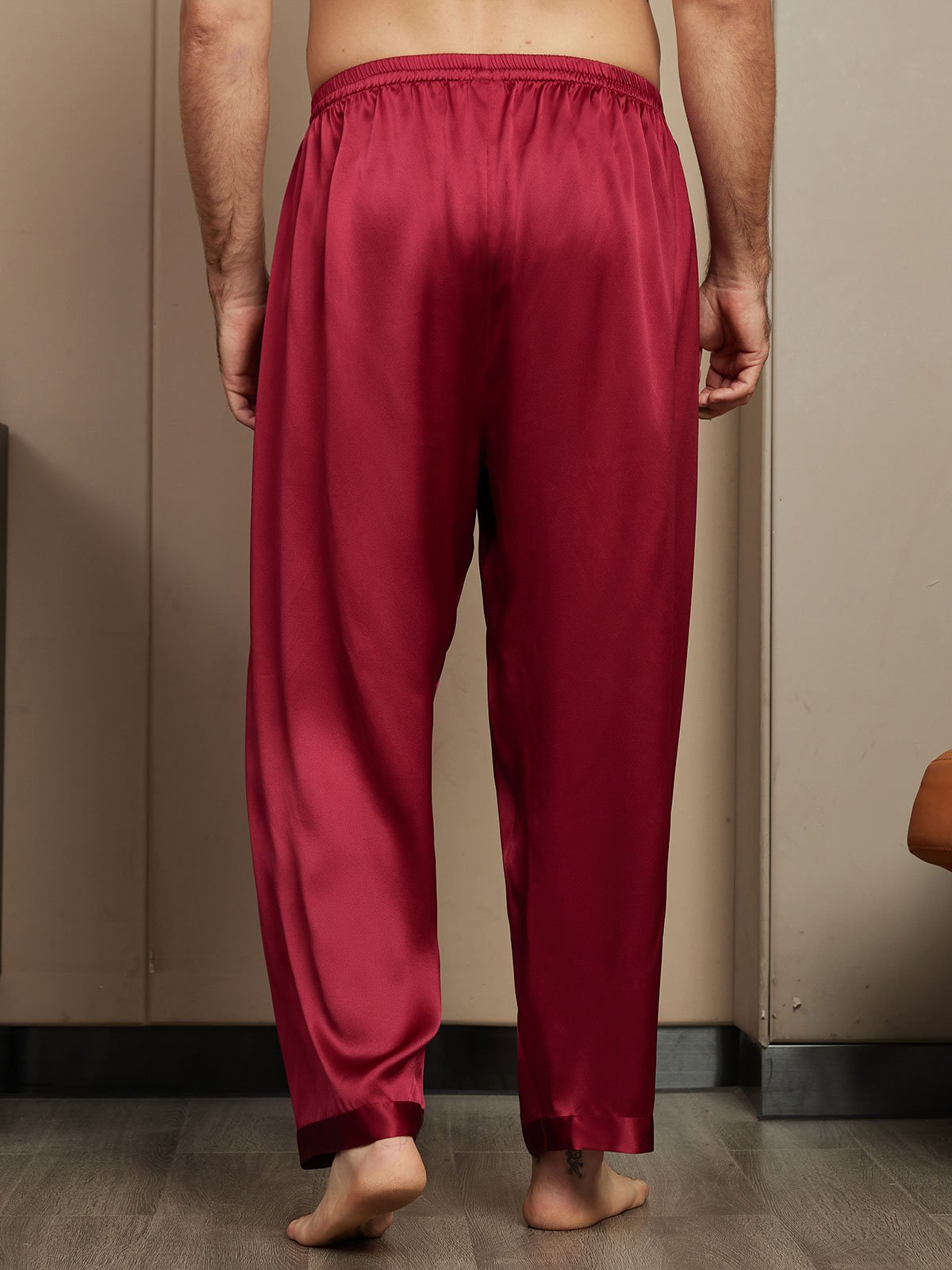 [Wine] SilkSilky-UK Pure Silk Mens Sleep Bottoms 002