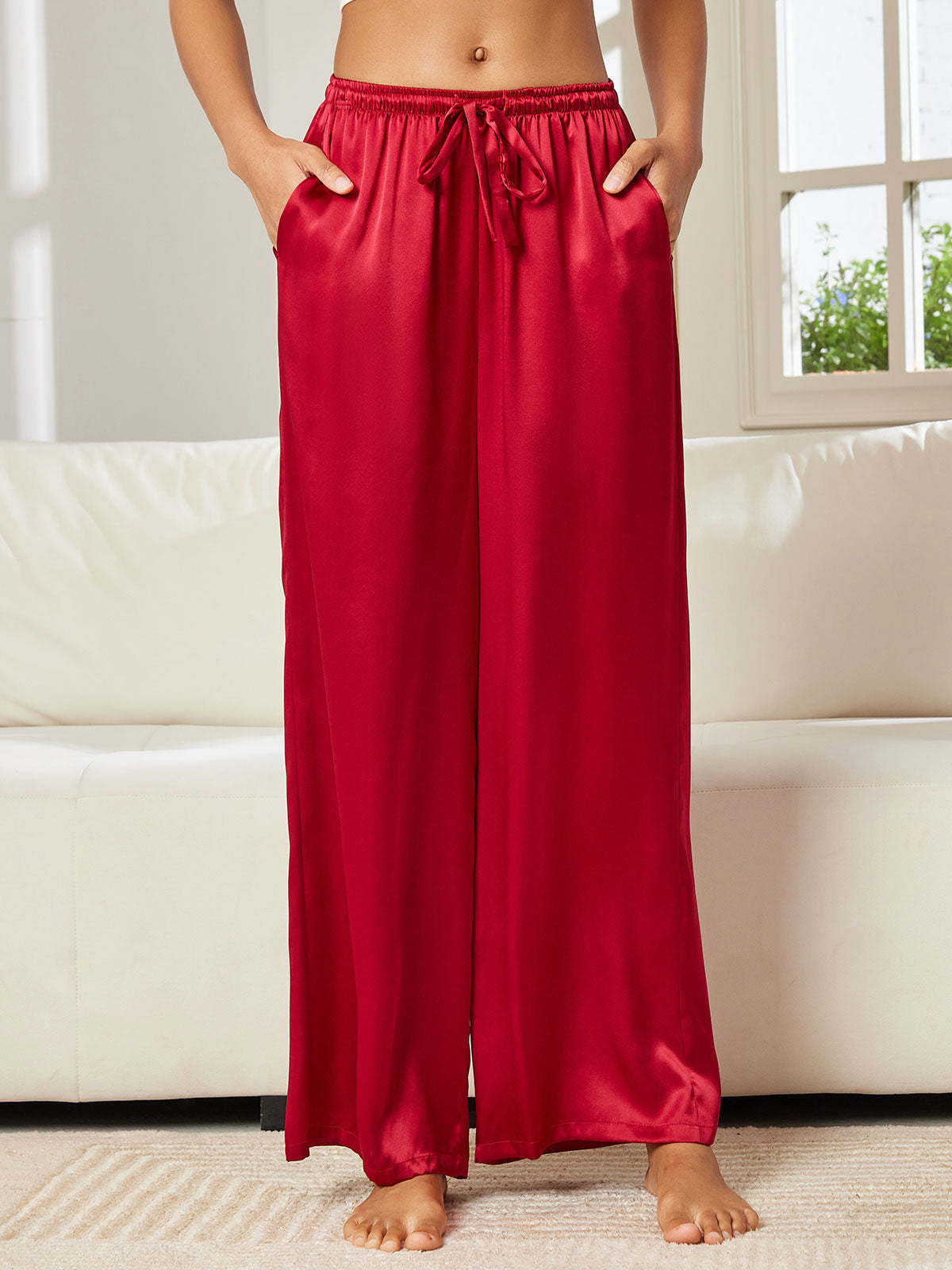 [Wine] SilkSilky-UK Pure Silk Womens Pants 001