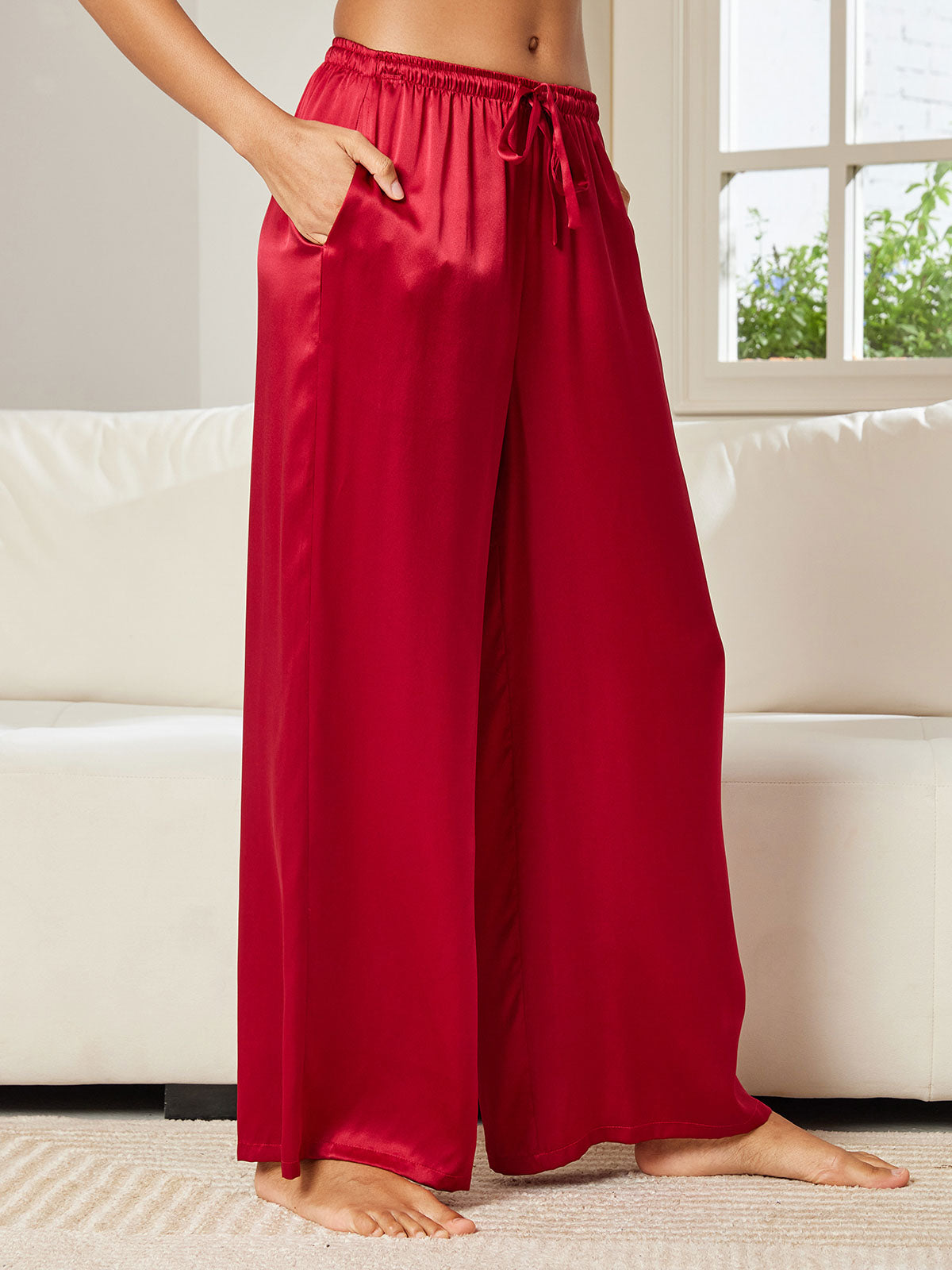 [Wine] SilkSilky-UK Pure Silk Womens Pants 003