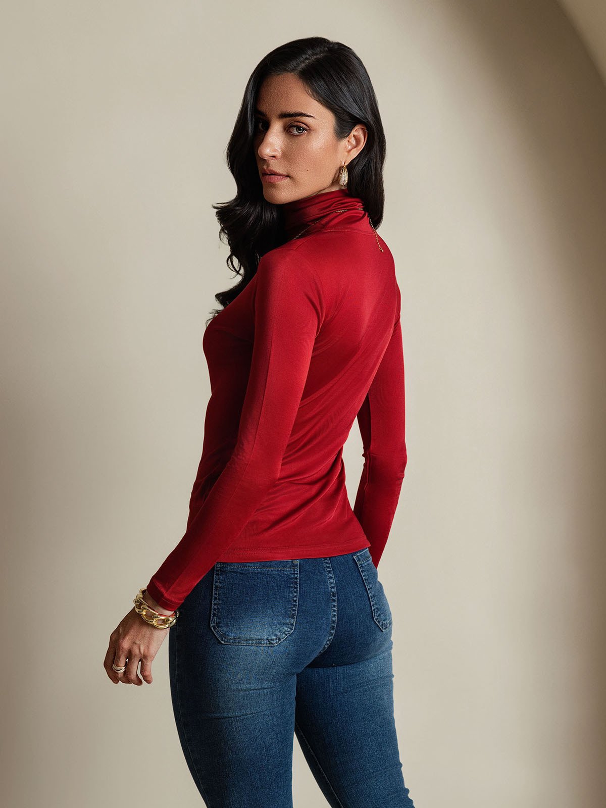[Wine] SilkSilky-UK Silk Long Sleeve Womens T-Shirt 002