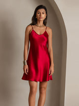 [Wine] SilkSilky-UK Spaghetti Strap V Neck Dress 001