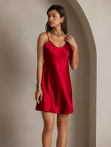 [Wine] SilkSilky-UK Spaghetti Strap V Neck Dress 004