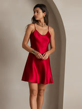 [Wine] SilkSilky-UK Spaghetti Strap V Neck Dress 005