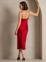 [Wine] SilkSilky-UK Spaghetti Strap Cowl Neck Dress 002