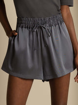 [Dark Gray] SilkSilky-UK 19Momme Stretch Silk Charmeuse Women's Shorts 001
