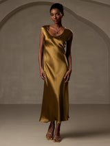 [Brown] SilkSilky-UK Cap Sleeve Dress 001