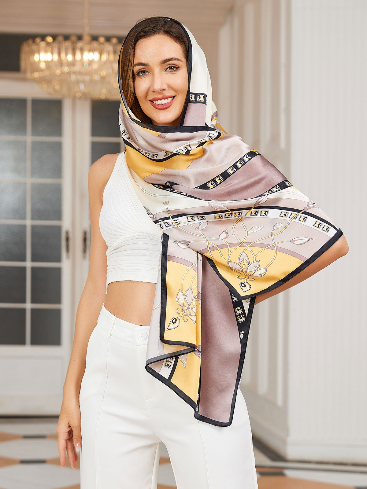 SilkSilky UK Pure Silk Scarf Yellow 001