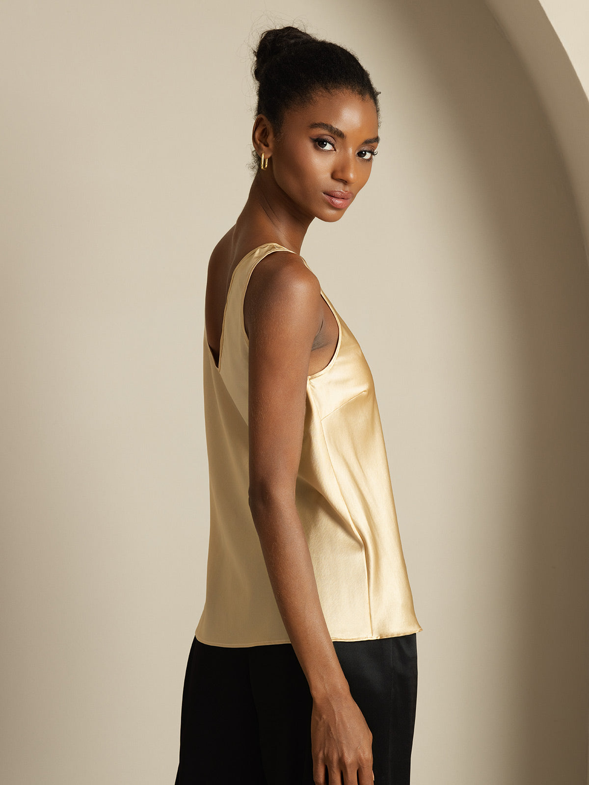 [Champagne] SilkSilky-UK 19Momme Silk V Neck Camisole 003