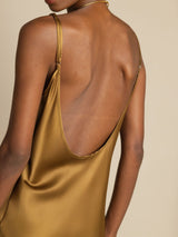 [Brown] SilkSilky-UK Spaghetti Strap U Neck Dress 005