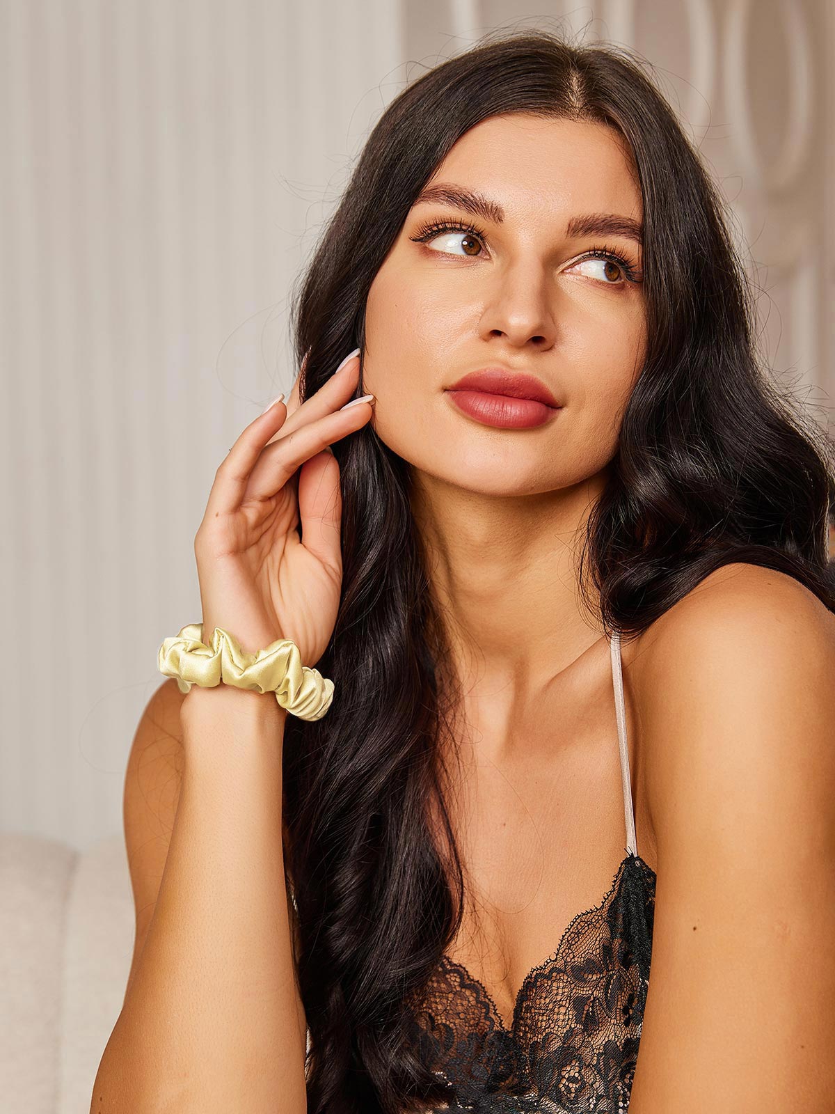 [Light Yellow] SilkSilky-UK Pure Silk Scrunchie 003,