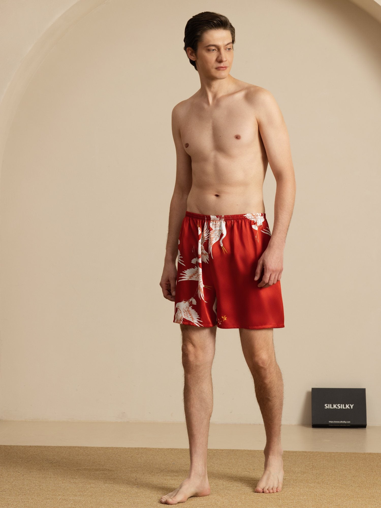 [Wine] SilkSilky-UK 19Momme Mens Sleep Bottoms 006