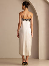 [Brown Rice] SilkSilky-UK Spaghetti Strap Square Neck Dress 002