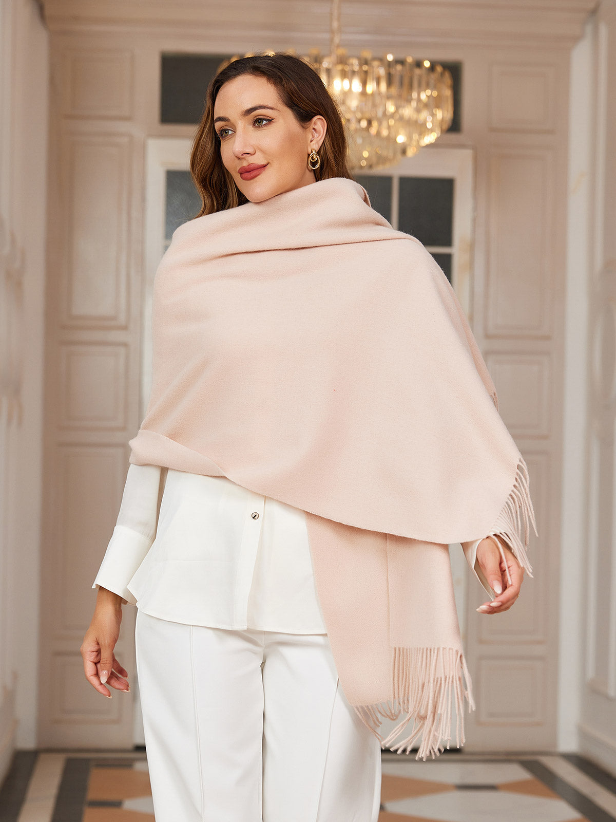 [Beige] SilkSilky-UK Wool Scarf 002