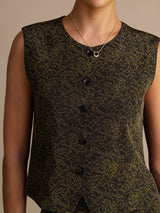 [Pine Vintage] SilkSilky-UK Sleeveless Crew Neck Women's Outfit Sets 003