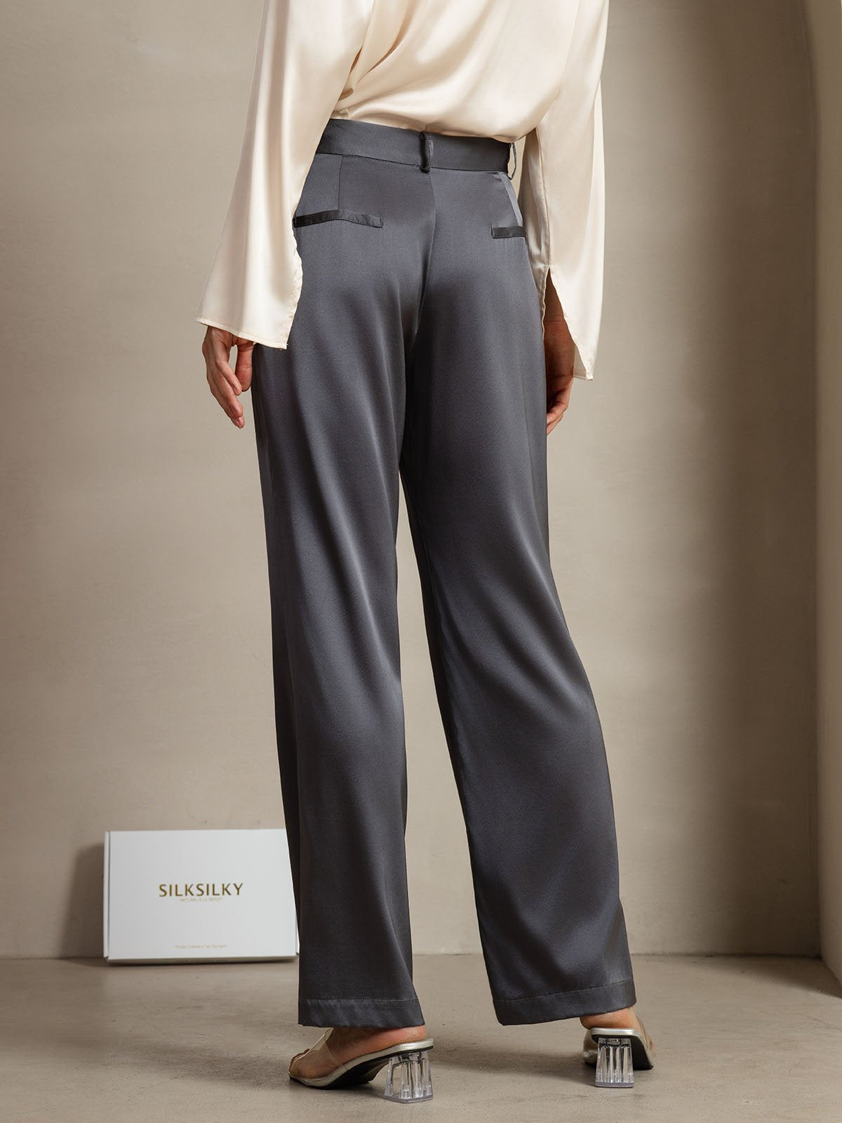 [DarkGray] SilkSilky-UK 19Momme Silk Womens Pants 006
