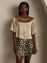 [Champagne] SilkSilky-UK Half Sleeve Scoop Neck Women's T-Shirt 005