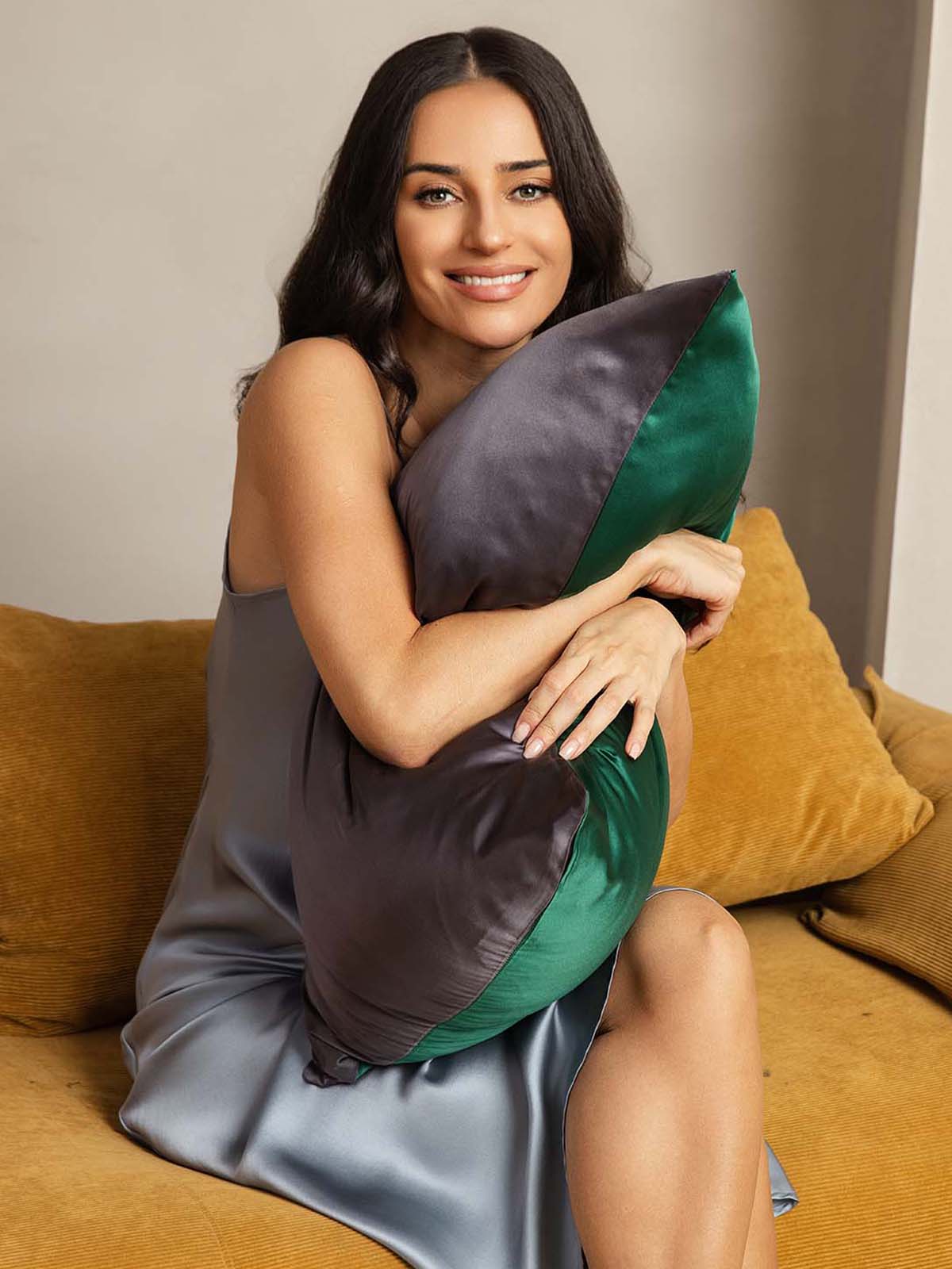 [DarkGreen+DarkGray] SilkSilky-UK 22Momme Pure Silk Pillowcase 003