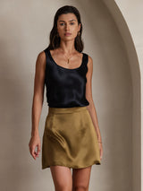 [Black] SilkSilky-UK 19Momme Stretch Silk Charmeuse Sleeveless Scoop Neck Camisole 004