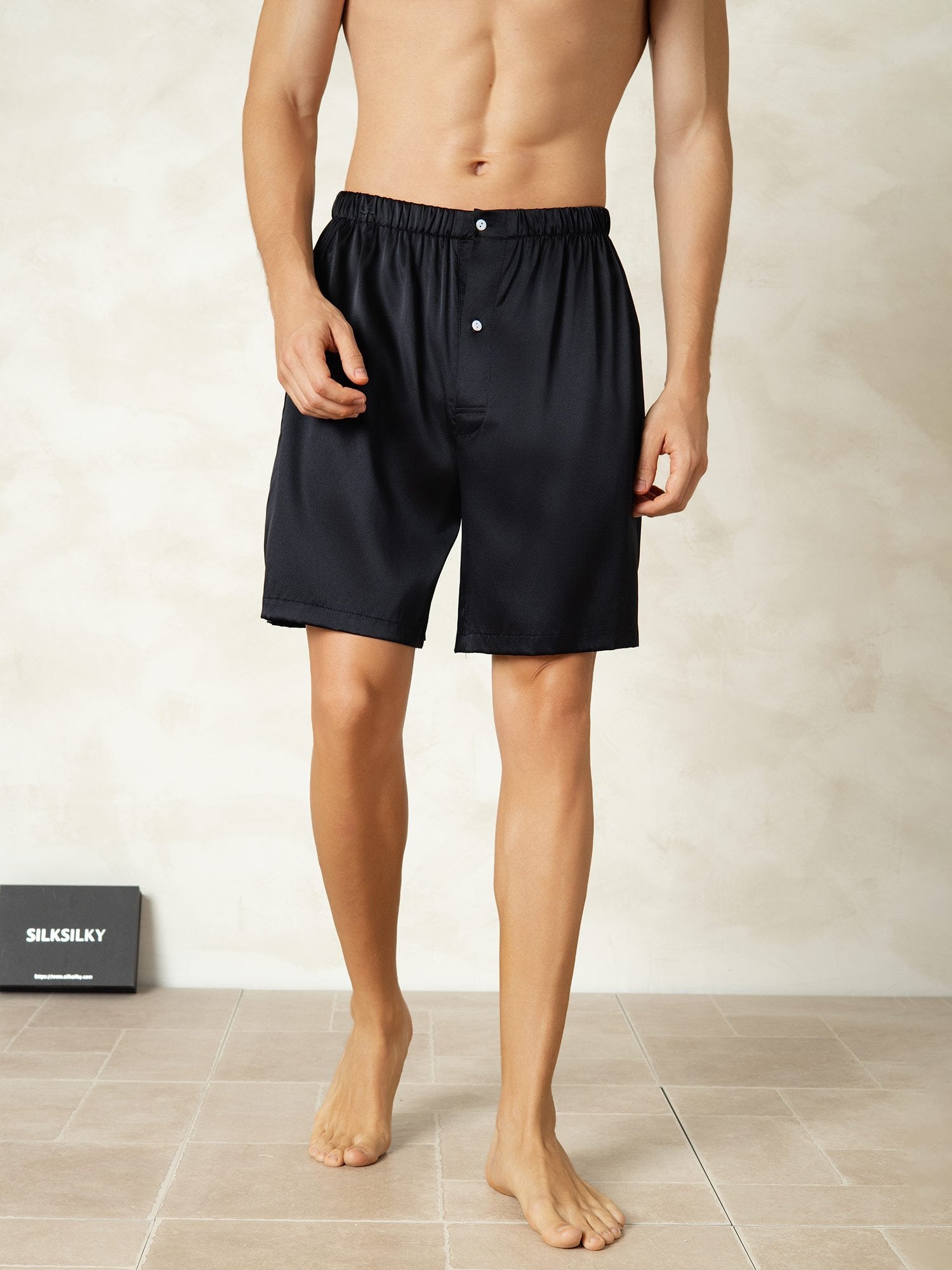 [Black] SilkSilky-UK Men's Sleep Shorts 001