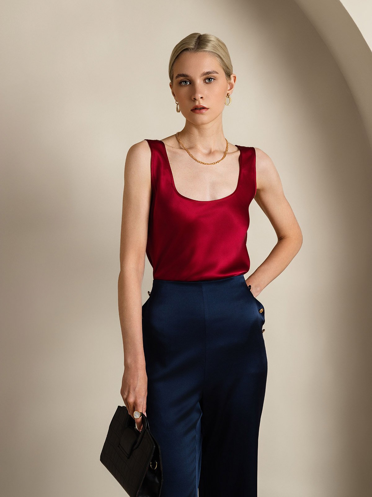 [Wine] SilkSilky-UK 19Momme Silk U Neck Camisole 004