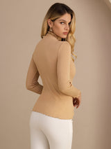 [Moonstone] SilkSilky-UK Long Sleeve Turtle Neck Women's T-Shirt 002
