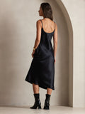 SilkSilky-UK Pure Silk Sleeveless Round Neck Dress Black 002