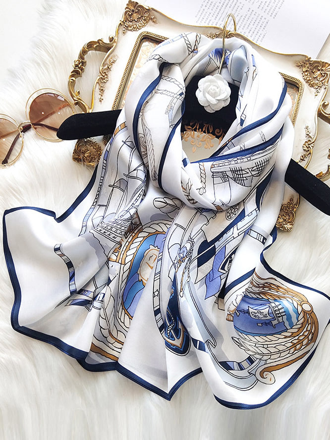 SilkSilky UK Pure Silk Scarf Blue 001