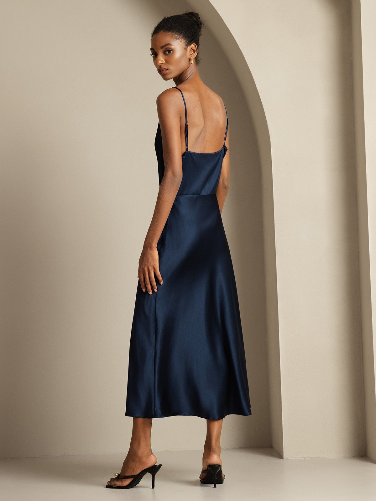 [Dark Blue] SilkSilky-UK 19Momme Pure Silk Womens Outfit Sets 002,