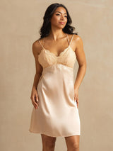 [Light Pink] SilkSilky-UK Spaghetti Strap V Neck Nightdress 001