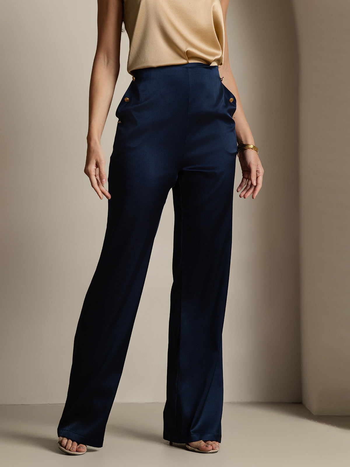 [Dark Blue] SilkSilky-UK 19Momme Silk Womens Pants 005