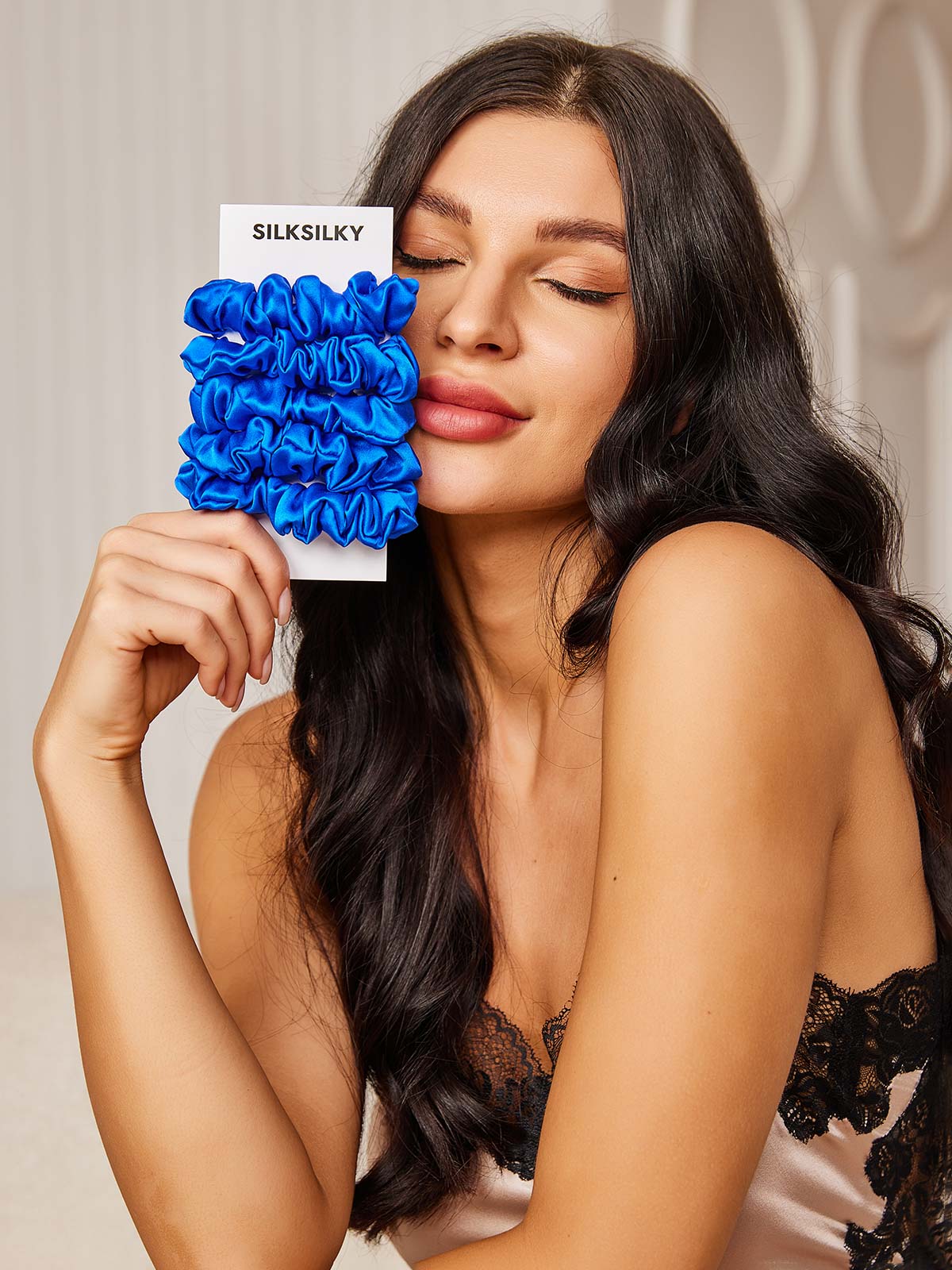 [Blue] SilkSilky-UK 19Momme Pure Silk Scrunchie 002