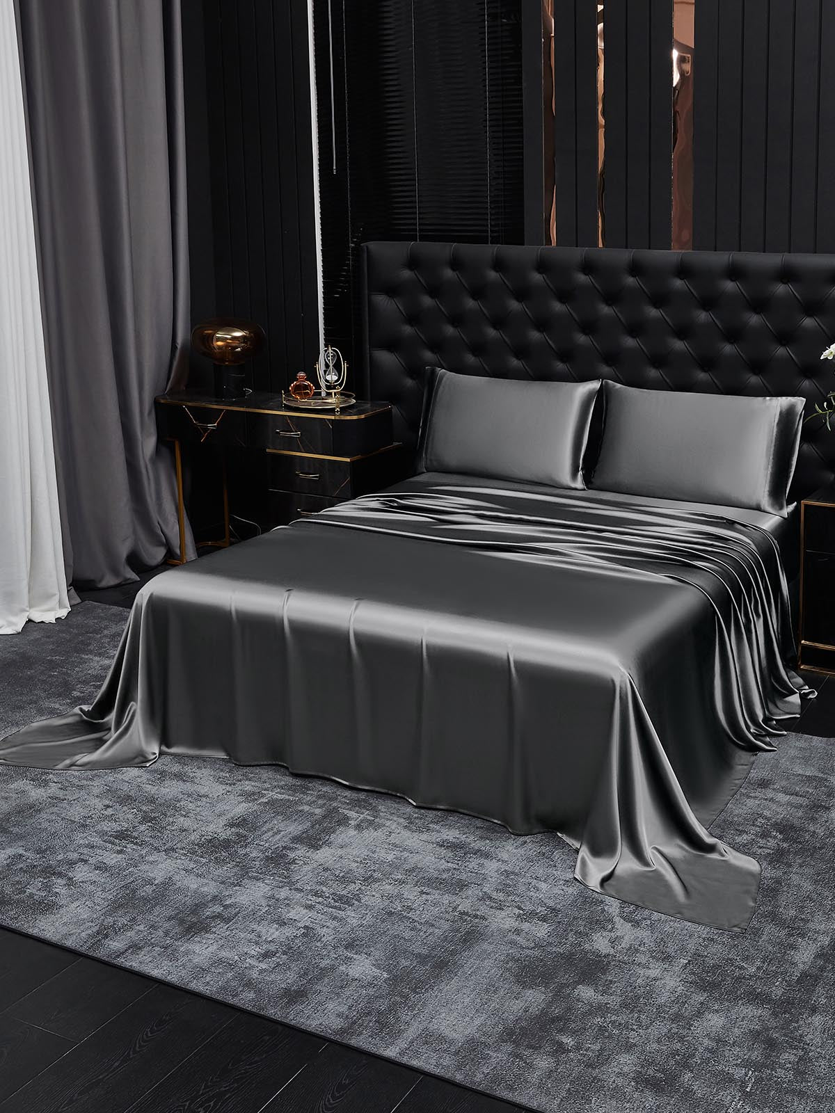 [Dark Gray] SilkSilky-UK 19Momme Pure Silk Bedding Set 001