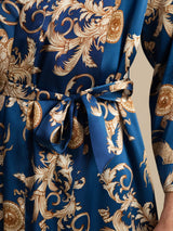 [Navy Dragon] SilkSilky-UK Long Sleeve Mens Robe 007