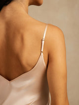 [Light Pink] SilkSilky-UK Spaghetti Strap V Neck Nightdress 005