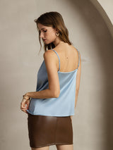[Grayish Blue] SilkSilky-UK Spaghetti Strap Cowl Neck Camisole 002