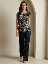 [Leopard] SilkSilky-UK 19Momme Silk Round Neck Women's T-Shirt 006
