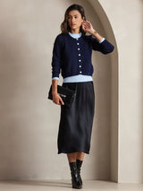 [Black] SilkSilky-UK Spaghetti Strap V Neck Dress 007