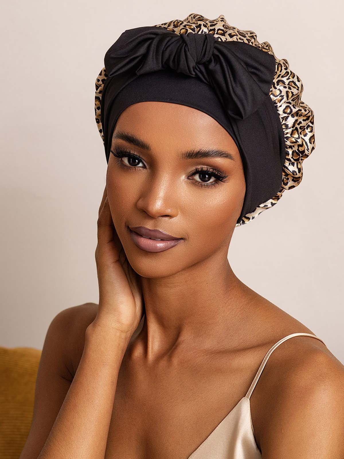 [Leopard] SilkSilky-UK Pure Silk Sleep Cap 003
