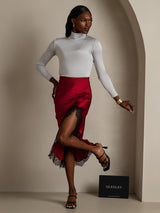 [Wine] SilkSilky-UK 19Momme Silk Split Skirt 004