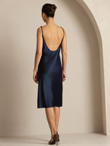 [Dark Blue] SilkSilky-UK Spaghetti Strap U Neck Dress 002