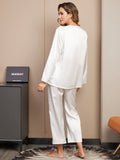 SilkSilky UK 22Momme Pure Silk Long Sleeve Womens Pajamas White 002