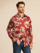 [Wine Dragon] SilkSilky-UK Long Sleeve Lapel Collar Men's Shirt 001